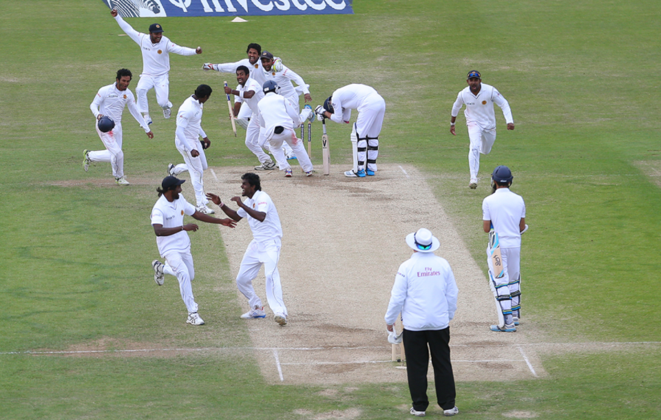 Shaminda Eranga breaks James Anderson's 55-ball vigil and seals the series win for Sri Lanka at Headingley