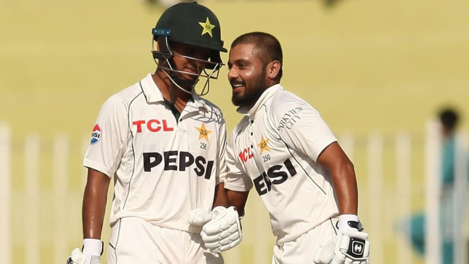 Saim Ayub and Saud Shakeel both hit half-centuries