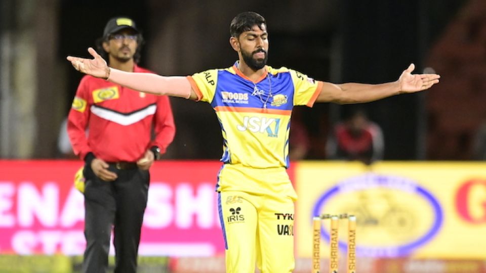 J Suchith was the highest wicket-taker in the Plate group