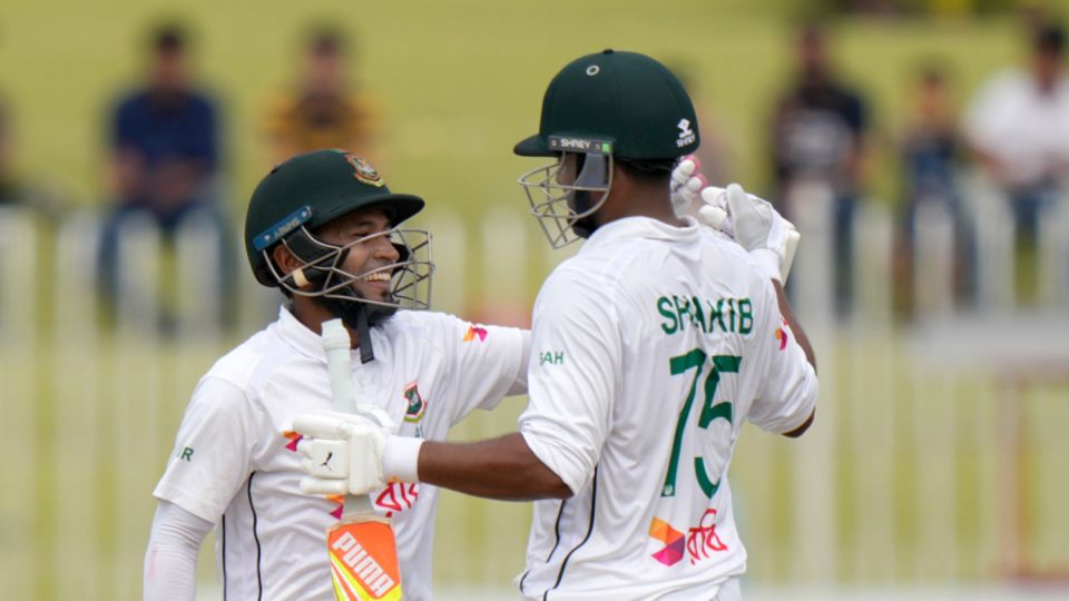 Mushfiqur Rahim and Shakib Al Hasan added 32 in an unbroken stand to take Bangladesh over the line