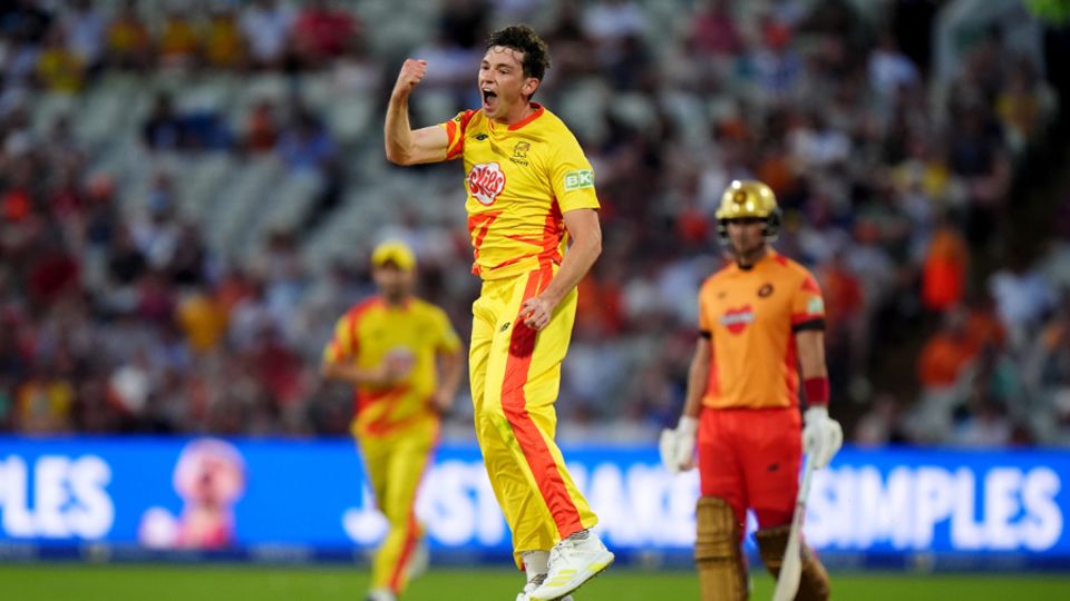 Turner jumps in celebration during the Hundred