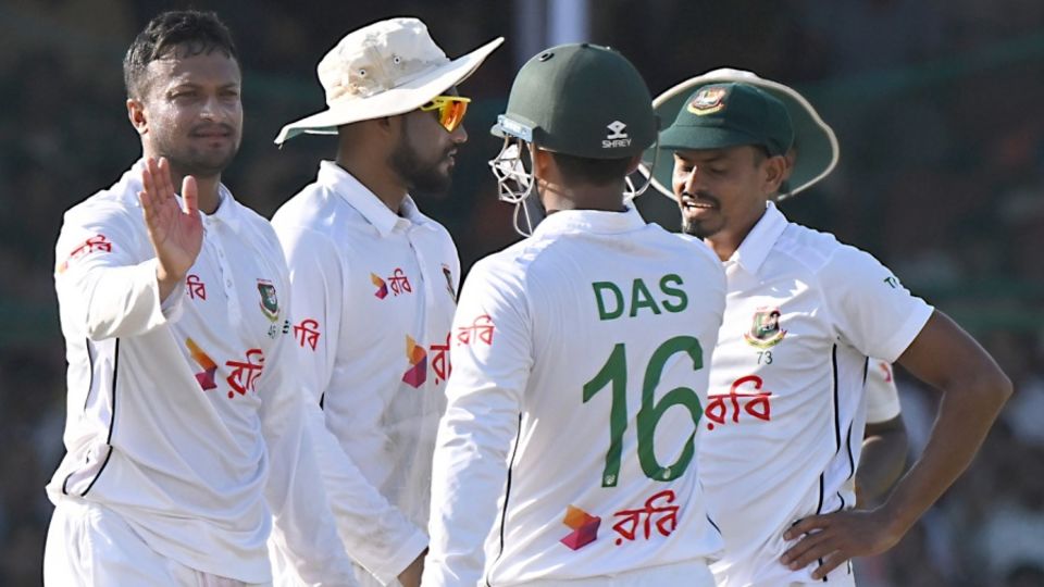 Shakib Al Hasan picked four wickets in India's first innings