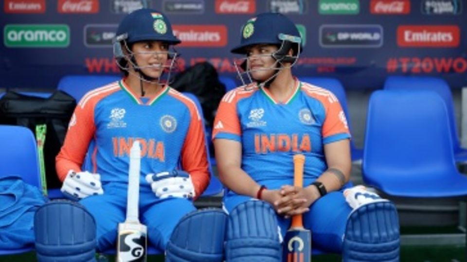 Smriti Mandhana and Shafali Verma in the dugout ahead of the chase