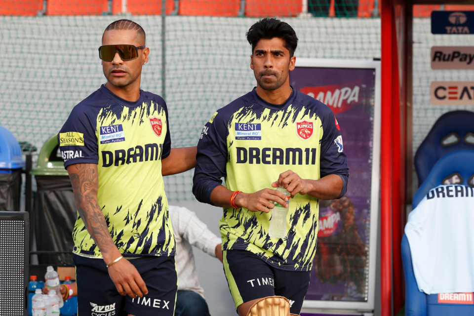 Shashank with Punjab Kings team-mate Shikhar Dhawan
