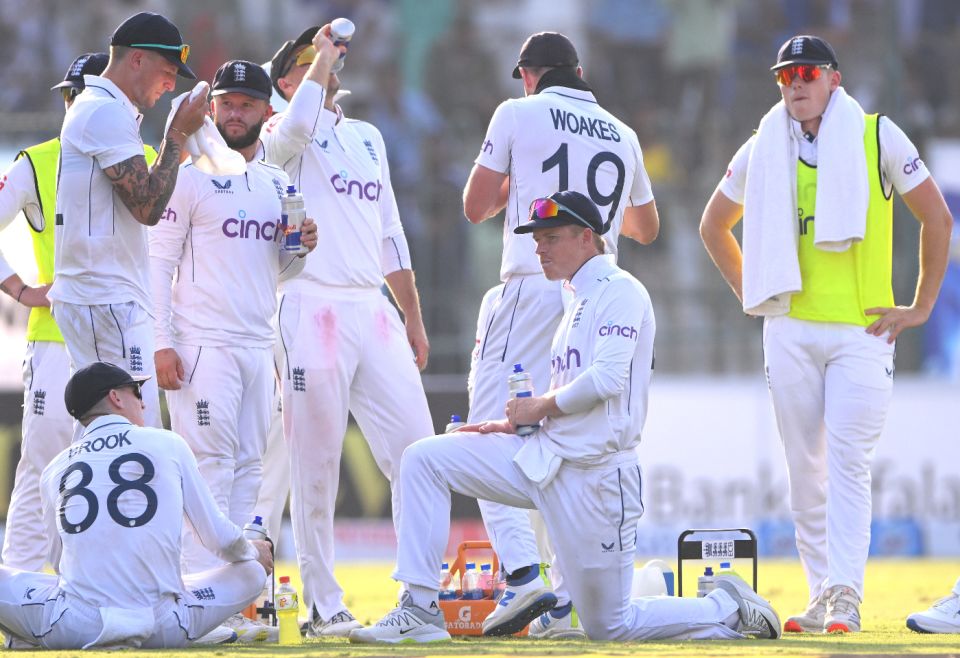 England take a drink on a hot day in Multan