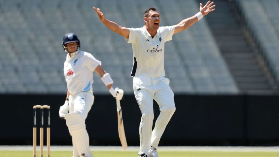 Steven Smith was trapped lbw by Scott Boland for a duck