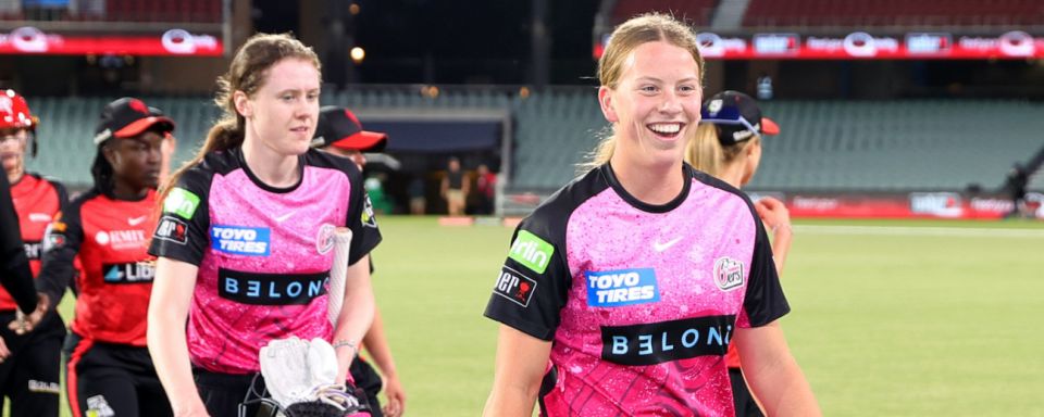 Caoimhe Bray is chuffed after hitting the winning runs on WBBL debut
