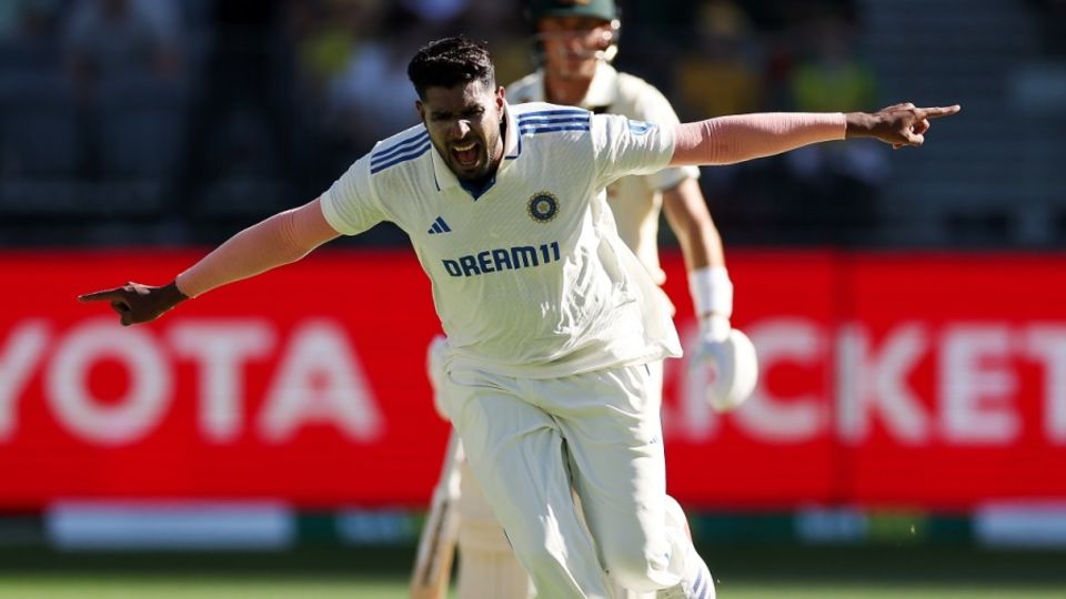 Harshit Rana looked like he was ready to run straight out of the stadium after picking up his first Test wicket