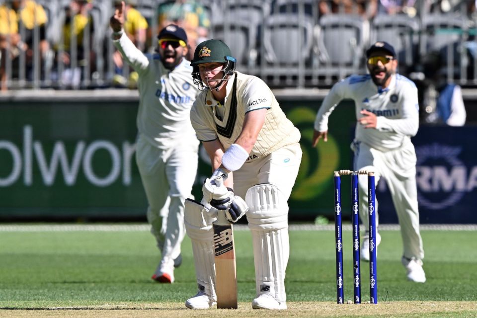 Steven Smith was out lbw for a golden duck in the first innings in Perth
