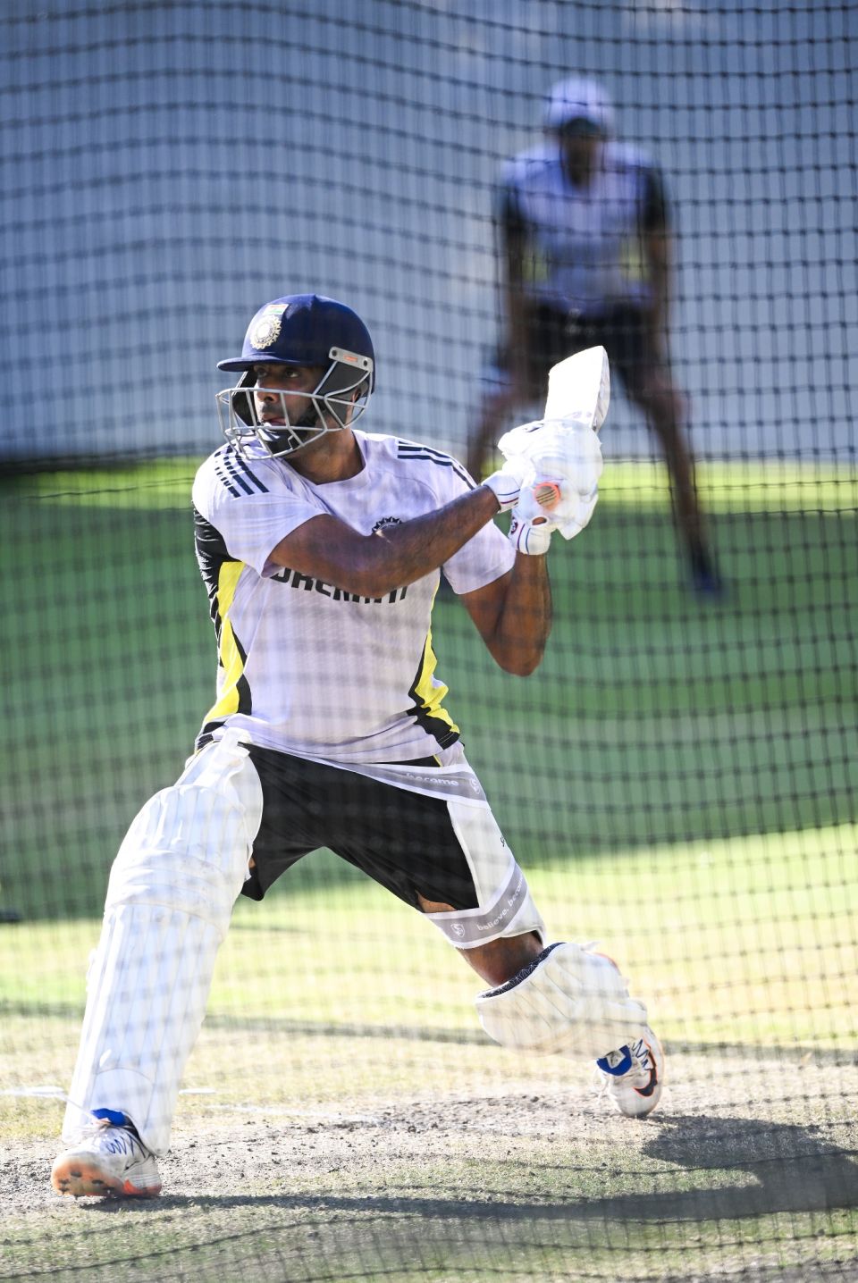 R Ashwin at the nets on the eve of what would be his final Test match - not afraid to try things out till the end