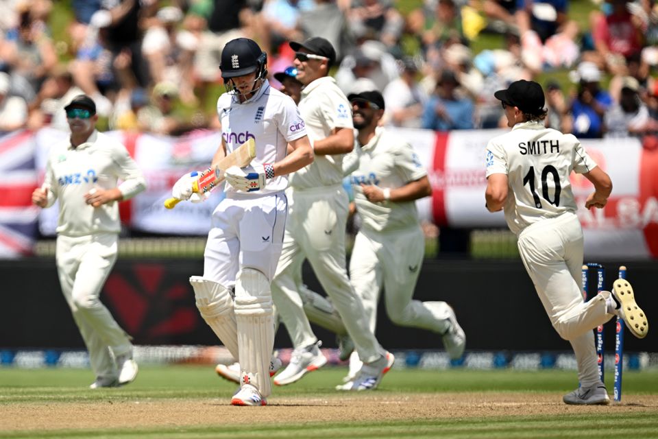 Will O'Rourke dismissed Harry Brook first ball as New Zealand took control