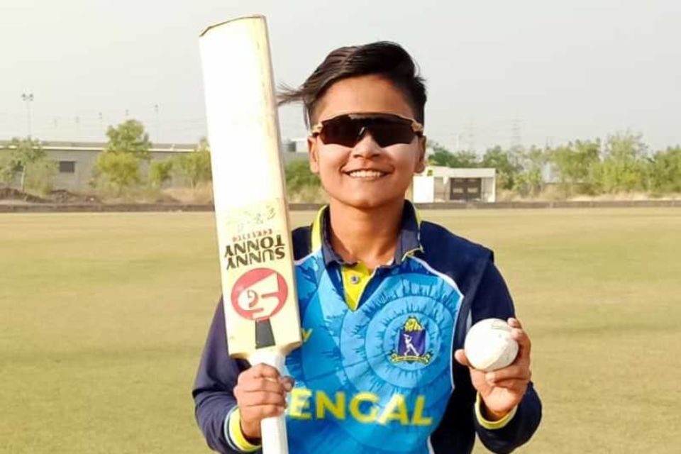 Tanusree Sarkar strikes a pose after her Player-of-the-Match performance