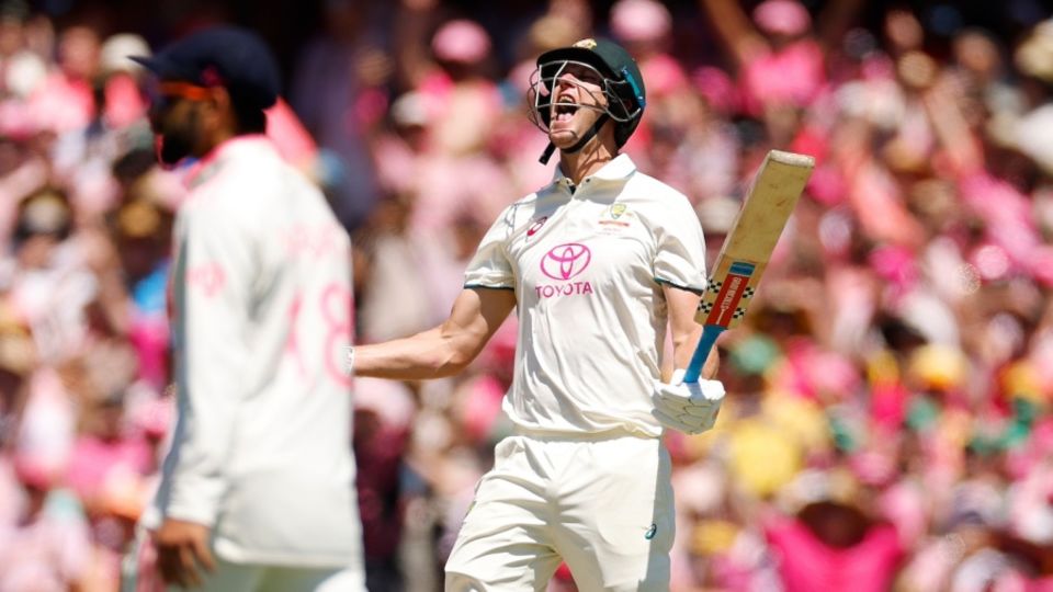 Beau Webster, the debutant, roars after hitting the winning runs