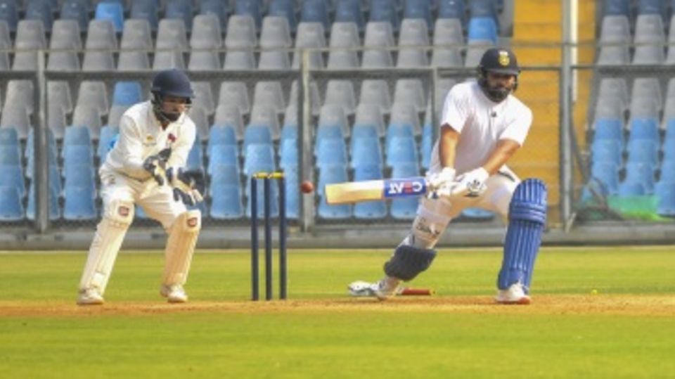 Rohit Sharma trains with the Mumbai Ranji team