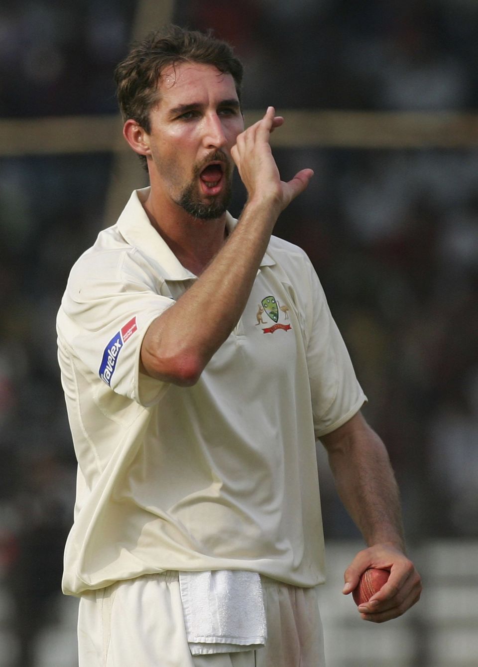 Gillespie signals for water - or possibly a beer - after getting Mohammad Ashraful out in the first Test in Bangladesh in 2006