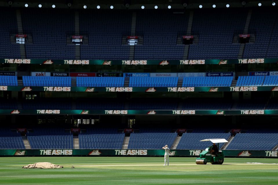 Alyssa Healy has a look at the Test pitch at the MCG