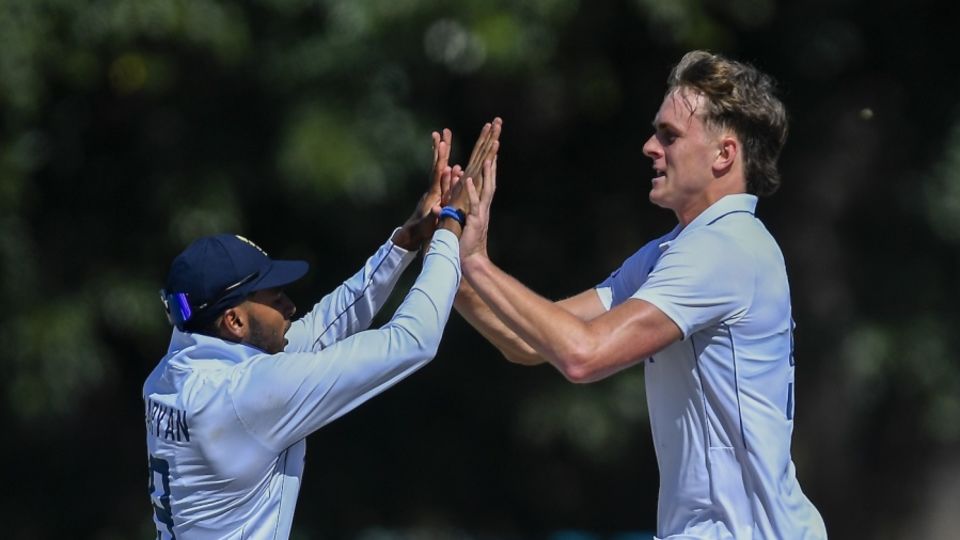 Jack celebrates the wicket of Van Schalkwyk