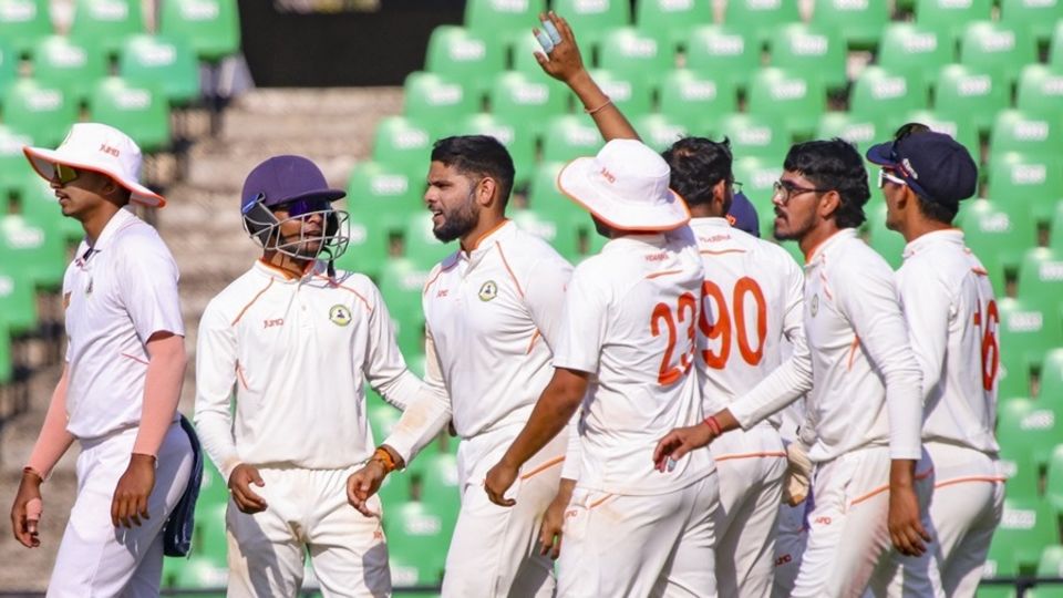 Parth Rekhade picked up three wickets in an over to dent Mumbai
