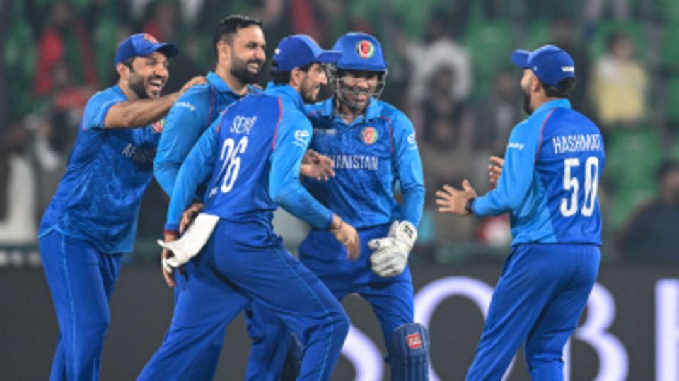 Mohammad Nabi struck with his first ball, dismissing Jamie Smith
