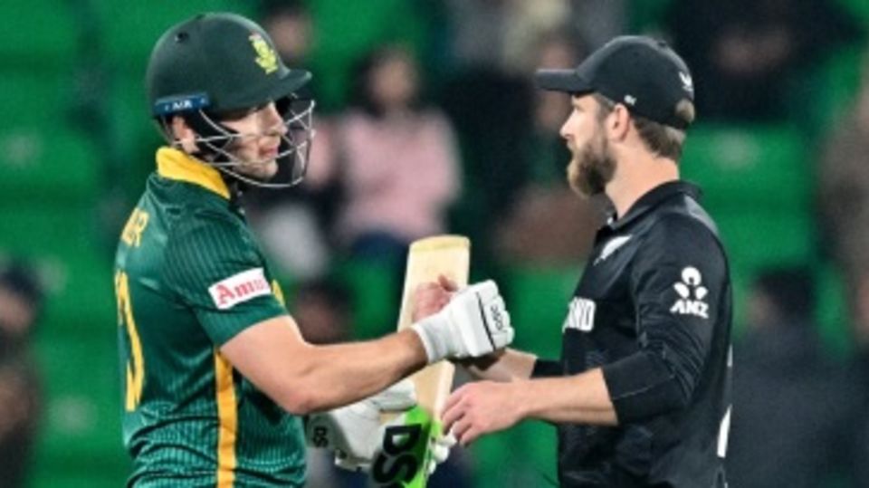 David Miller and Kane Williamson catch up after the match