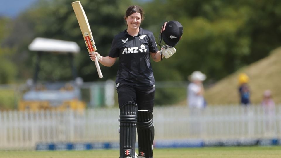 Georgia Plimmer celebrates her maiden ODI hundred
