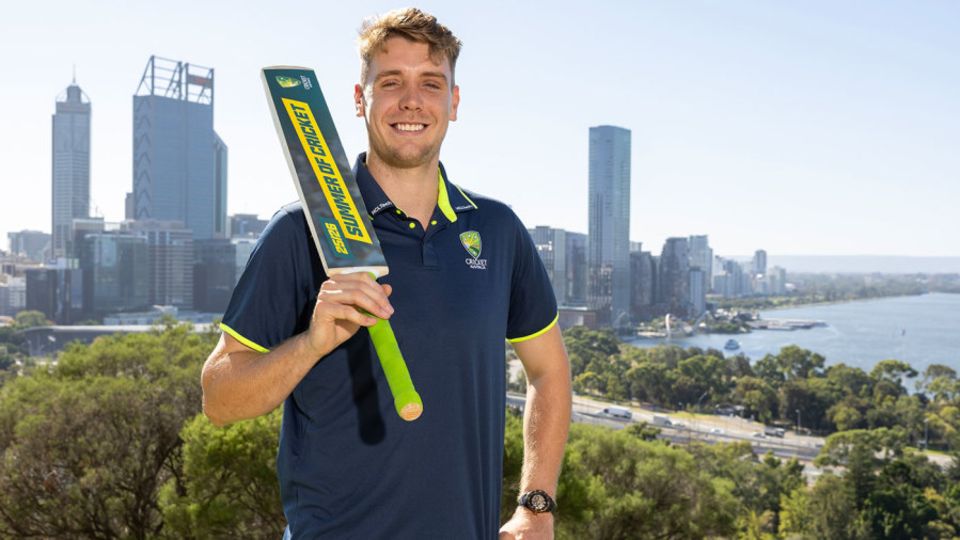 Cameron Green at the launch of Cricket Australia's 2025-26 schedule