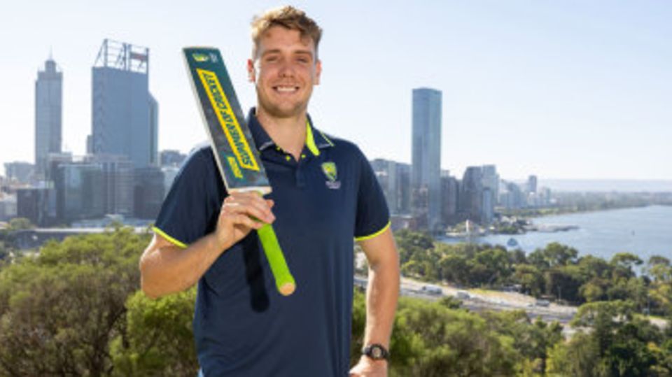 Cameron Green at the launch of Cricket Australia's 2025-26 schedule