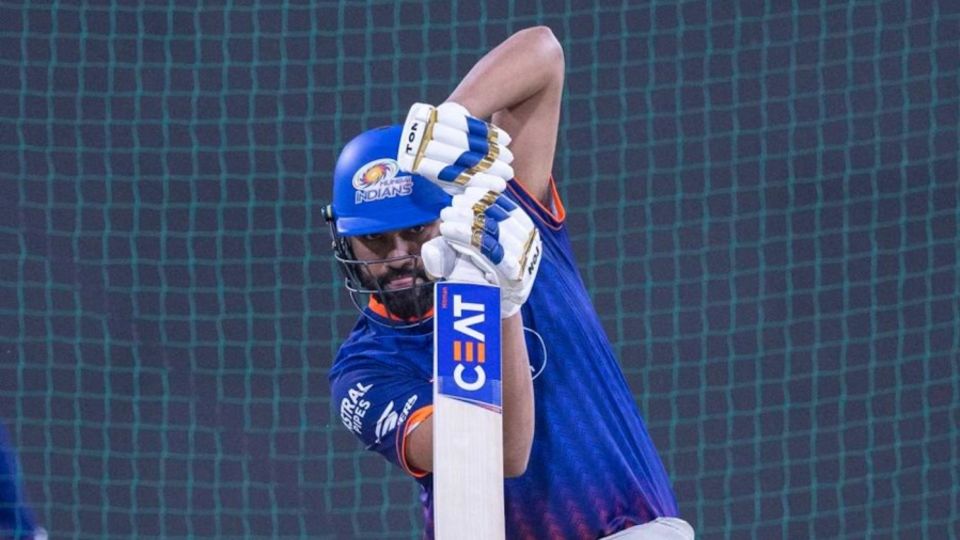 Rohit Sharma batted at the Wankhede nets on Sunday evening