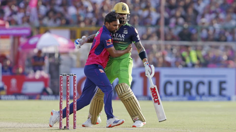 Sandeep Sharma ran into Virat Kohli after dropping a return catch off Phil Salt