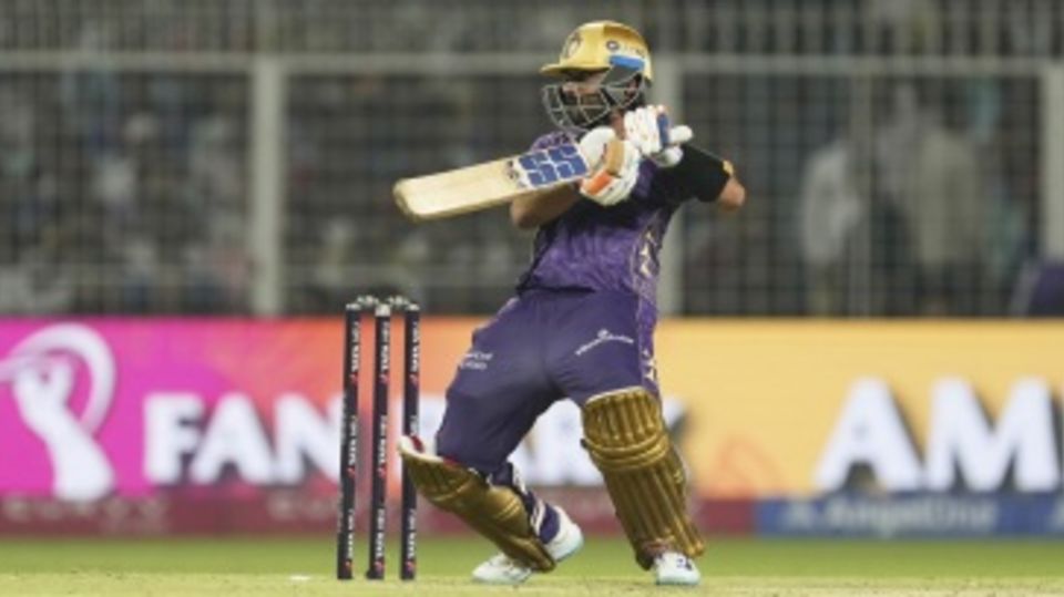 Ajinkya Rahane arches back for the upper cut