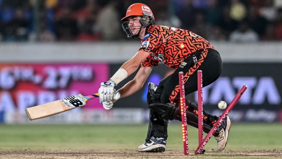Pat Cummins couldn't make contact with a yorker