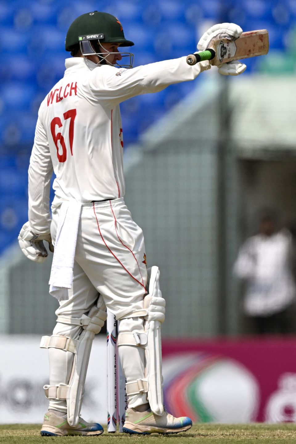 Nick Welch scored his second half-century in Test cricket before falling to Taijul Islam