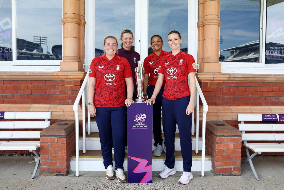 Ladies who launch: from left, Sophie Ecclestone, Edwards, Sophia Dunkley and Lauren Bell at Lord's in May last year at a promo event for this year's T20 World Cup