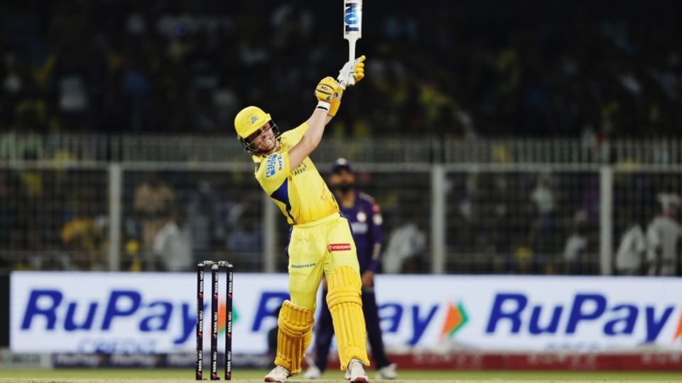 Dewald Brevis hit a one-handed six off Vaibhav Arora over long-on