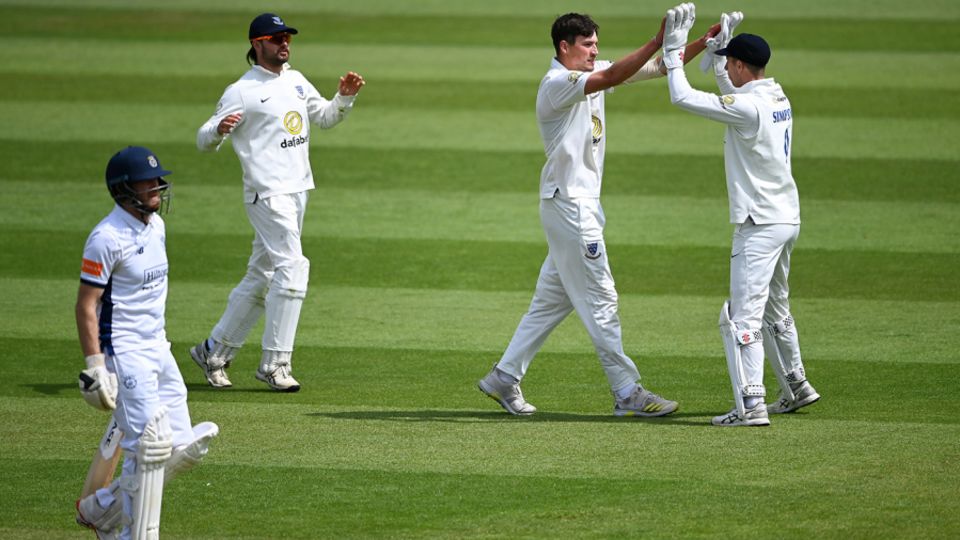 Henry Crocombe helped sweep through Hampshire with a four-wicket haul