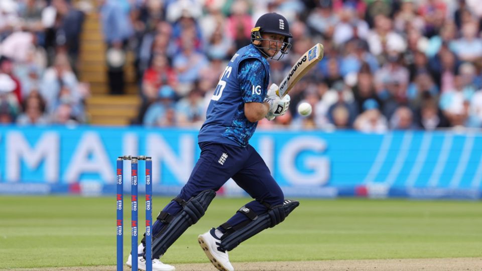 Joe Root plays a trademark dab behind square on the off side