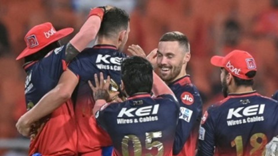 Josh Hazlewood is mobbed as RCB land one blow after another