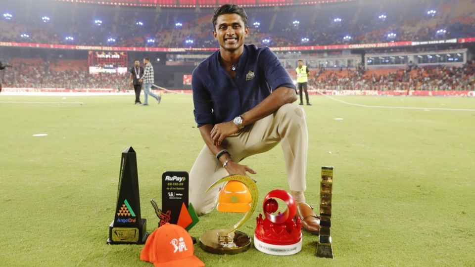 Awards galore: Sai Sudharsan displays his loot, including the Orange Cap, he was presented after the IPL 2025 final
