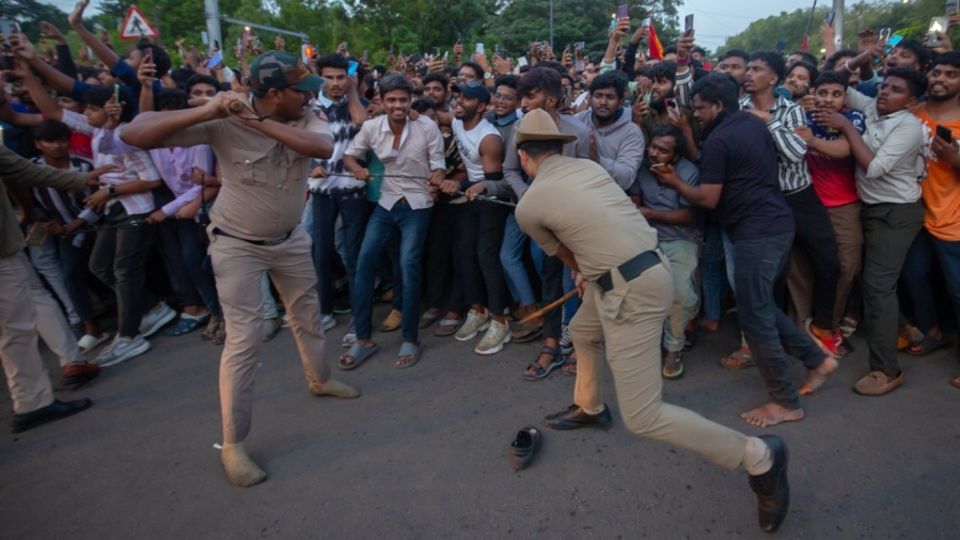 Police in Bengaluru resorted to using lathi-charge to control the crowd around the Chinnaswamy Stadium