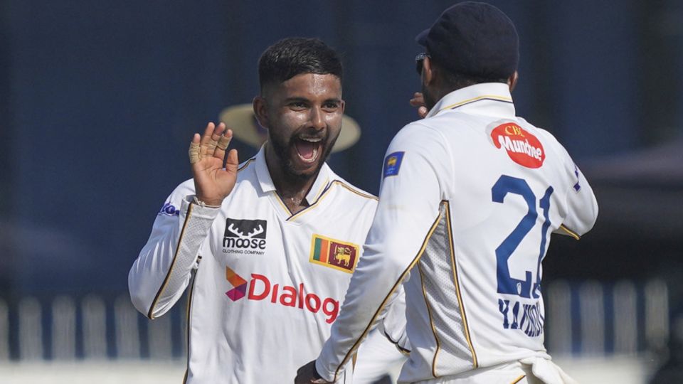 Sonal Dinusha had Litton Das caught behind for his maiden Test wicket