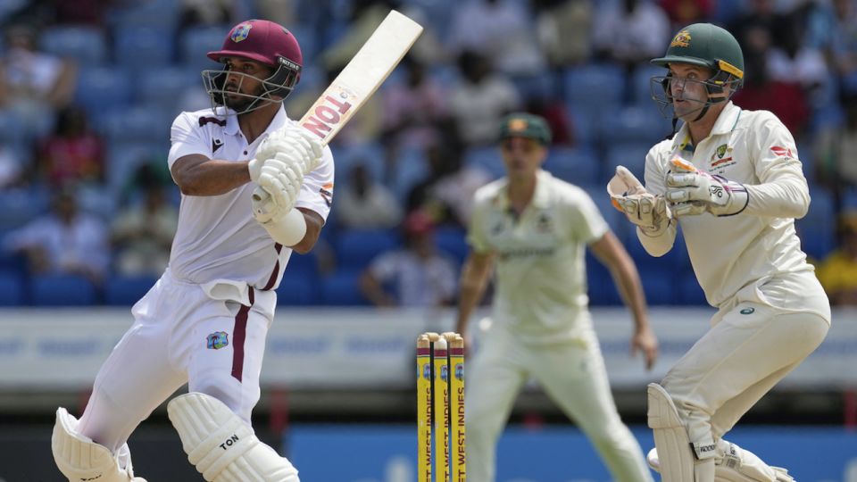 Brandon King hit two fours and a six off Nathan Lyon before falling to him