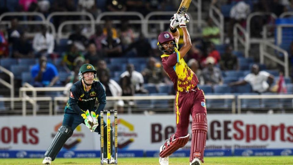 Roston Chase launches down the ground