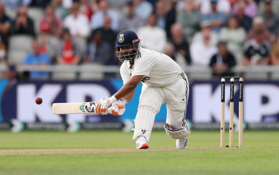 Rishabh Pant ended up edging the reverse hit onto his right foot and had to retire hurt