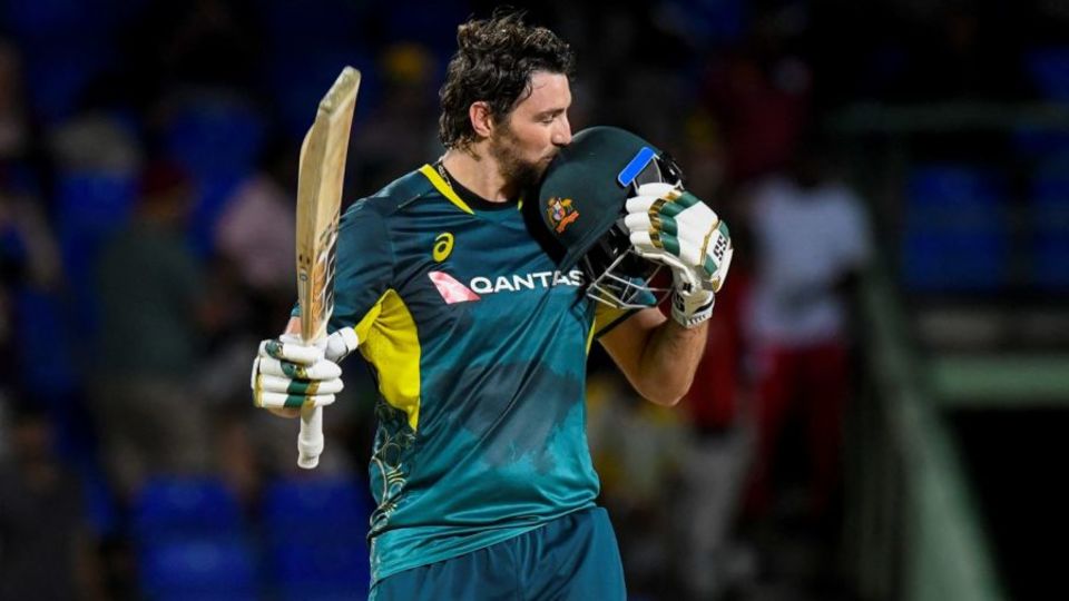 Tim David celebrates the fastest T20I century by an Australian off 37 balls