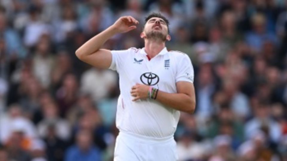 Josh Tongue has an appeal for caught behind turned down