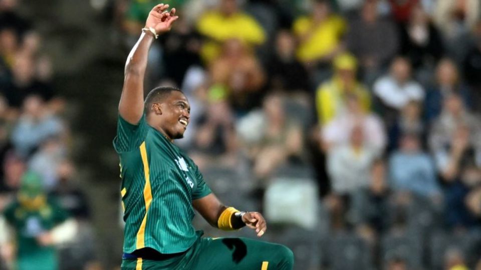 Lungi Ngidi celebrates a wicket