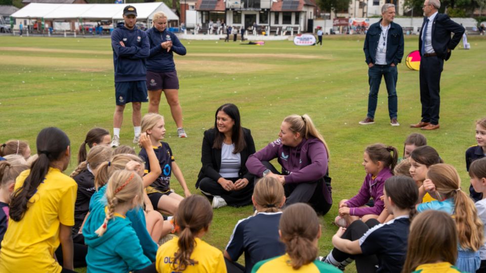 Lisa Nandy, the culture secretary, with Sophie Ecclestone