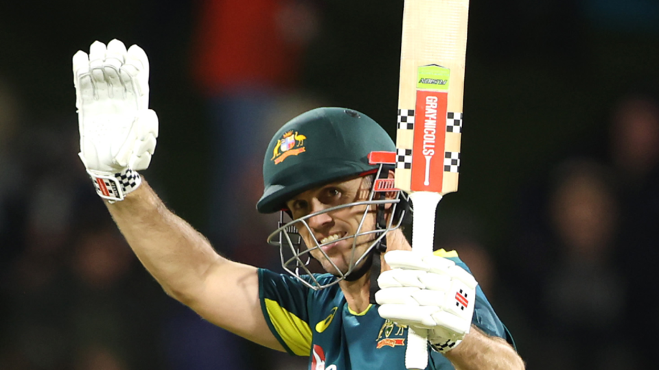 Mitchell Marsh acknowledges his century in the final T20I