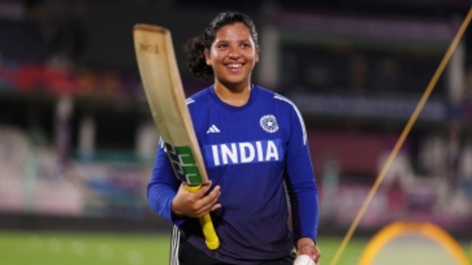 Richa Ghosh was in a cheerful mood during India's training session