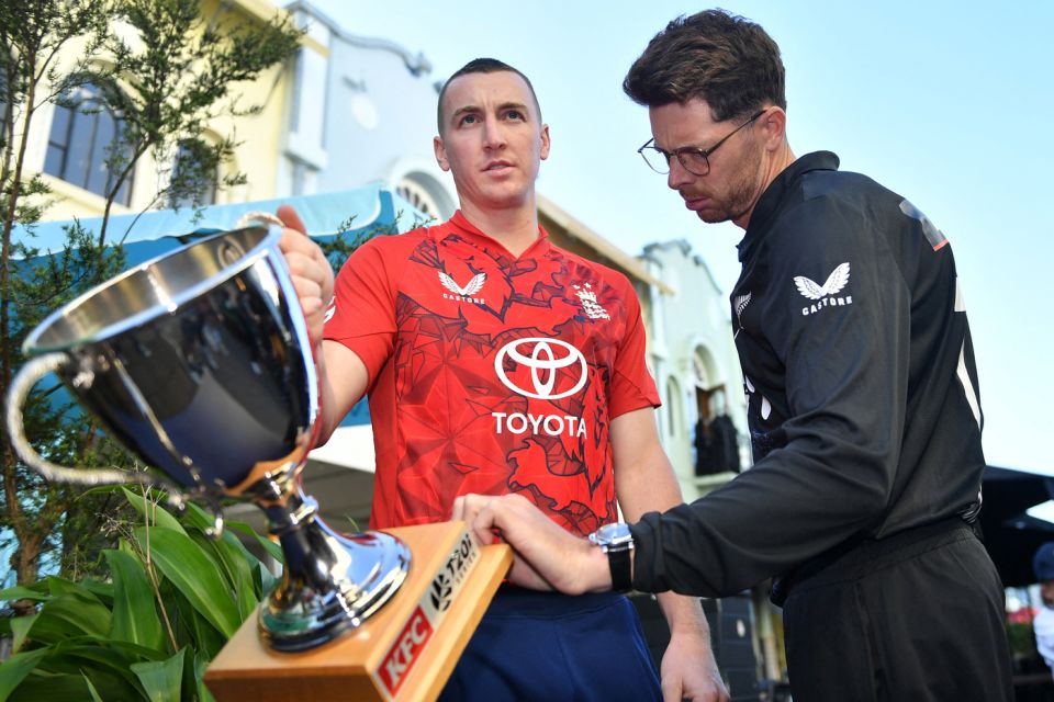 Harry Brook and Mitchell Santner have a keen eye on the series trophy